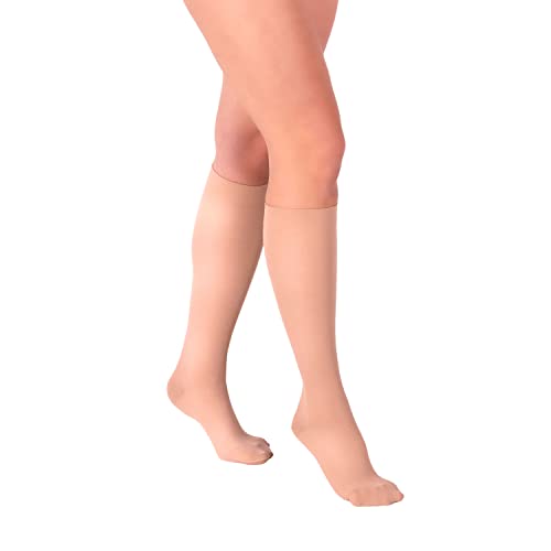 RIEMTEX Kompressionsstrümpfe Klasse 1 CCL1 Stützstrümpfe für Damen und Herren geschlossene Spitze Schwarz oder Beige Classic Serie 7111 (Größe 2, Beige) von RIEMTEX