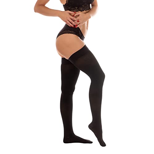 RIEMTEX Kompressionsstrümpfe Klasse 2 CCL2 für Damen und Herren Stützstrümpfe mit geschlossener Spitze schwarz oder beige Classic 7231 (Größe 7, Schwarz) von RIEMTEX