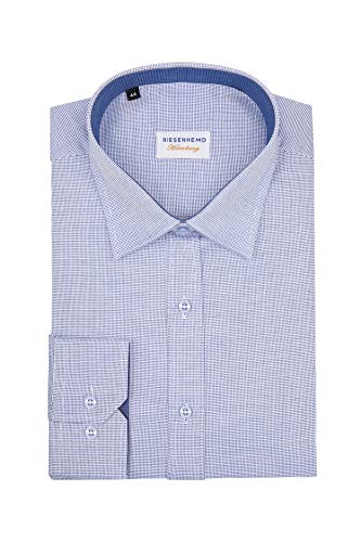 RIESENHEMD Hamburg Herren Freizeithemd - Slim Fit extra Lang - 100% europäische Baumwolle - Kent Kragen - blau-weiß - Hemd Oslo (42) von RIESENHEMD Hamburg