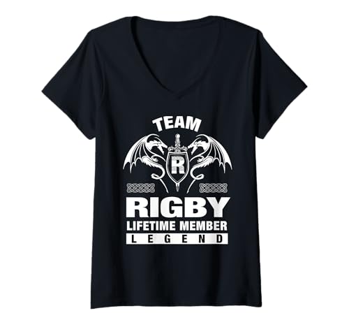Damen Team RIGBY - Lebenslange Mitgliedsgeschenke T-Shirt mit V-Ausschnitt Damen Team RIGBY - Lebenslange Mitgliedsgeschenke T-Shirt mit V-Ausschnitt von RIGBY FAMILY Idea Gifts