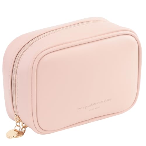 RIGHT AWAY Make-up-Tasche, Reise-Kosmetiktasche, Organizer mit Reißverschluss, wasserdichte Kulturbeutel, Make-up-Tasche für Geldbörse, kleine Make-up-Tasche und Koffer mit Fächern für Damen und von RIGHT AWAY