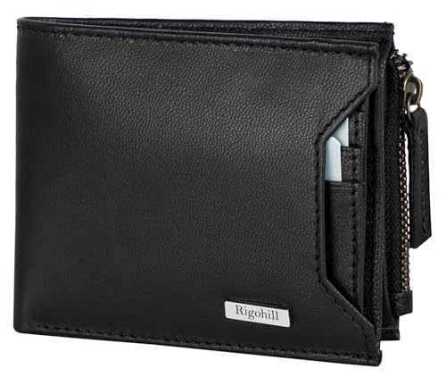 RIGOHILL Doger Herren-Ledergeldbörse | Ledergeldbörse für Herren | RFID-Herren-Geldbörse, Schwarz , M, Klassisch von RIGOHILL