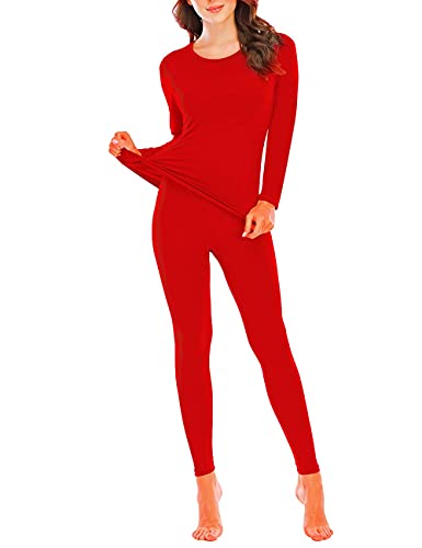 RIGPA Damen Thermounterwäsche Set Damen Lange Unterhose Thermoset Winter Base Layer Tops & Hosen für Damen, rot, 36 von RIGPA