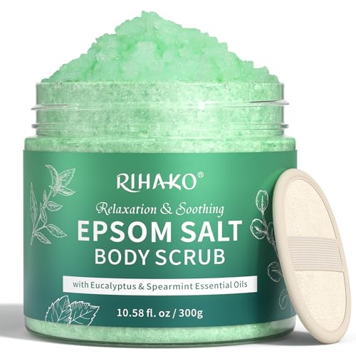 Körperpeeling mit Eukalyptus und Bitterminze, Peeling für Frauen, Spendet Feuchtigkeit und Pflegt Die Haut, Lindert Muskelverspannungen, Badesalz für Muskelbäder, 300 g Körperpeeling mit Eukalyptus und Bitterminze, Peeling für Frauen, Spendet Feuchtigkeit und Pflegt Die Haut, Lindert Muskelverspannungen, Badesalz für Muskelbäder, 300 g von RIHAKO