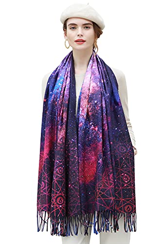 RIIQIICHY Malerei Bedruckt Schal Stola für Damen Winter Pashmina Warme Tick Schals tücher für Frauen von RIIQIICHY