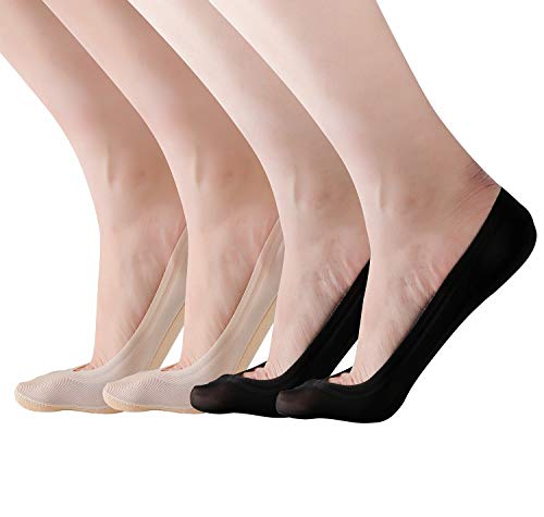 RIIQIICHY 4 Paar Damen Füsslinge 35–38 – Unsichtbare Füßlinge & Ballerina Socken mit Anti-Rutsch, Atmungsaktiv – Ideal für Slipper, Sneaker & Ballerinas von RIIQIICHY