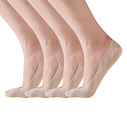 RIIQIICHY 4 Paar Damen Füsslinge 39–42 – Unsichtbare Füßlinge & Ballerina Socken mit Anti-Rutsch, Atmungsaktiv – Ideal für Slipper, Sneaker & Ballerinas von RIIQIICHY