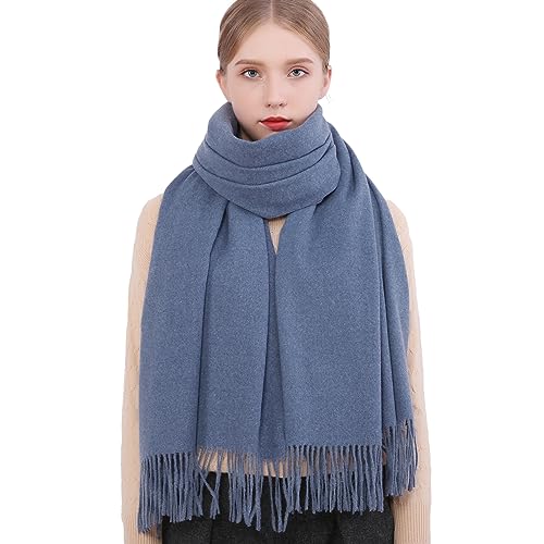 RIIQIICHY Damen Schal Blau Stola Festlich für Abendkleid Pashmina Schals Tücher für Frauen Hochzeit Schultertuch Frühling Winter Schal Warme Kuschelig von RIIQIICHY