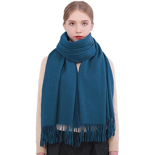 RIIQIICHY Damen Schal Blau Stola Festlich für Abendkleid Pashmina Schals Tücher für Frauen Hochzeit Schultertuch Frühling Winter Schal Warme Kuschelig von RIIQIICHY