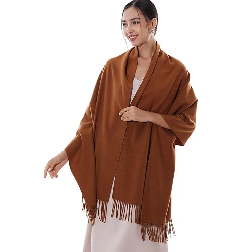 RIIQIICHY Damen Schal Braun Stola Festlich für Abendkleid Pashmina Schals Tücher für Frauen Hochzeit Schultertuch Frühling Winter Schal Warme Kuschelig von RIIQIICHY