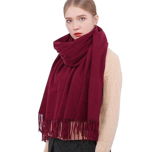 RIIQIICHY Damen Schal Burgund Stola Festlich für Abendkleid Pashmina Schals Tücher für Frauen Hochzeit Schultertuch Frühling Winter Schal Warme Kuschelig von RIIQIICHY