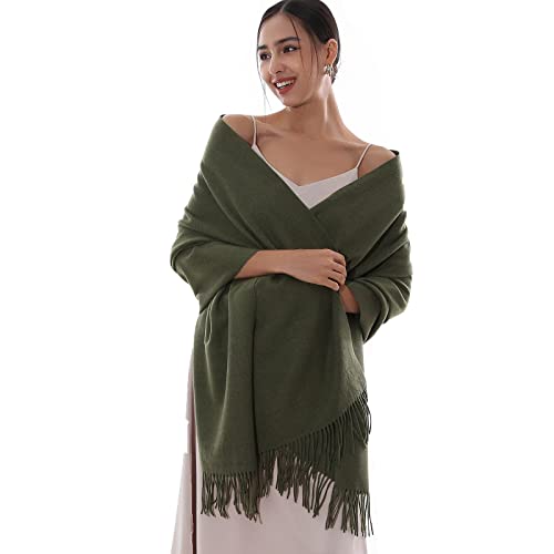 RIIQIICHY Damen Schal Dunkelgrün Stola Festlich für Abendkleid Pashmina Schals Tücher für Frauen Hochzeit Schultertuch Frühling Winter Schal Warme Kuschelig von RIIQIICHY