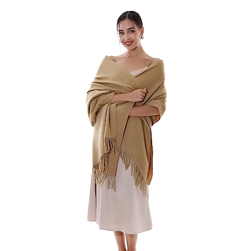 RIIQIICHY Damen Schal Khaki Stola Festlich für Abendkleid Pashmina Schals Tücher für Frauen Hochzeit Schultertuch Frühling Winter Schal Warme Kuschelig von RIIQIICHY