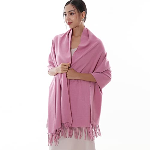 RIIQIICHY Damen Schal Rosa Stola Festlich für Abendkleid Pashmina Schals Tücher für Frauen Hochzeit Schultertuch Frühling Winter Schal Warme Kuschelig von RIIQIICHY