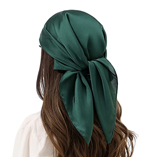 RIIQIICHY Seidentuch Grün Damen Bandana Kopftuch Sommer Schals & Tücher Haarschal Halstücher Quadrates 70x70cm von RIIQIICHY