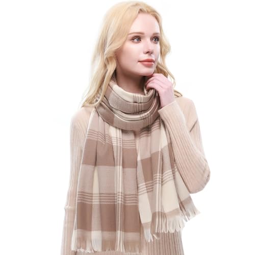 RIIQIICHY Schal Damen Winter Kariert Schals Tücher Winterschal Frauen Kuschelig XXL Pashmina Schal Herbst Dicker Schal mit Fransen von RIIQIICHY