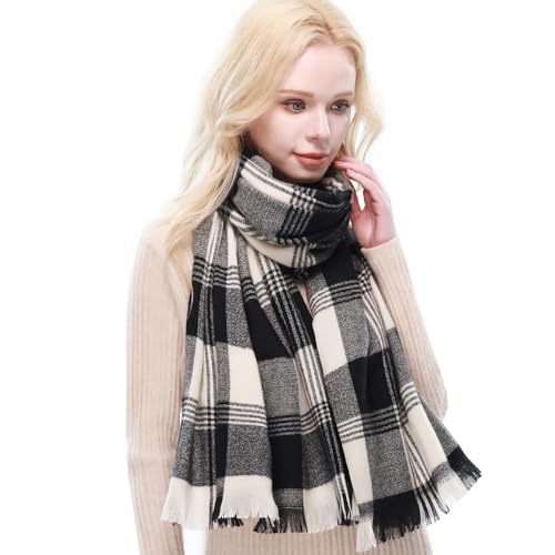RIIQIICHY Schal Damen Winter Kariert Schals Tücher Winterschal Frauen Kuschelig XXL Pashmina Schal Herbst Dicker Schal mit Fransen von RIIQIICHY