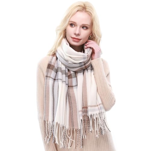 RIIQIICHY Schal Damen Winter Kariert Schals Tücher Winterschal Frauen Kuschelig XXL Pashmina Schal Herbst Dicker Schal mit Fransen von RIIQIICHY