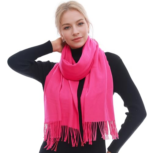 RIIQIICHY Schal Damen Winter Schals Tücher Rose Winterschal Kuschelig Xxl Damenschal Pashmina Herbst Frauen Kaschmir Schal mit Fransen von RIIQIICHY