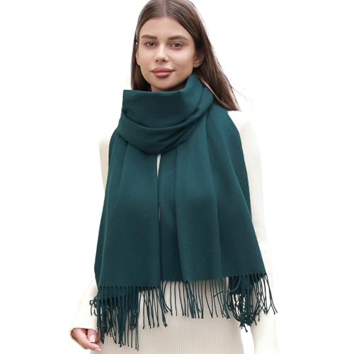 RIIQIICHY Schal Damen Winter Schals Tücher Winterschal Kuschelig Xxl Dunkelgrün Damenschal Pashmina Herbst Frauen Kaschmir Schal mit Fransen von RIIQIICHY