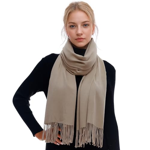 RIIQIICHY Schal Damen Winter Schals Tücher Winterschal Kuschelig Xxl Khaki Damenschal Pashmina Herbst Frauen Kaschmir Schal mit Fransen von RIIQIICHY