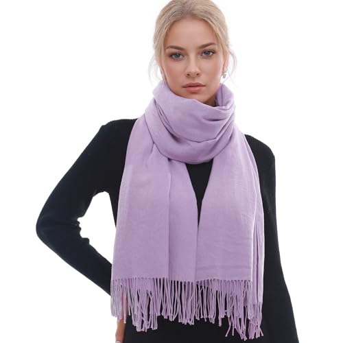 RIIQIICHY Schal Damen Winter Kuschelig – Schals für Damen, Winterschal Lila mit Fransen, Stola für Abendkleid & Festliche Anlässe von RIIQIICHY