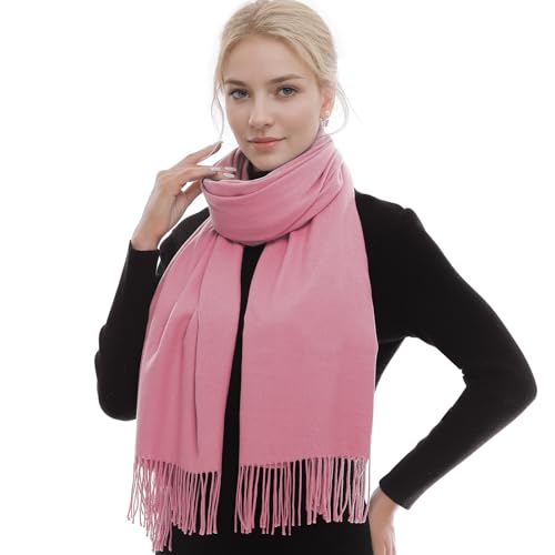 RIIQIICHY Schal Damen Winter Schals Tücher Winterschal Kuschelig Xxl Rosa Damenschal Pashmina Herbst Frauen Kaschmir Schal mit Fransen von RIIQIICHY