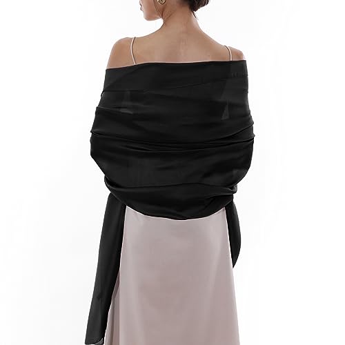 RIIQIICHY Stola Damen Festlich Fur Abendkleid Schultertuch Sommer Chiffon Schwarz Schals Tücher Pashmina Stola Hochzeit von RIIQIICHY