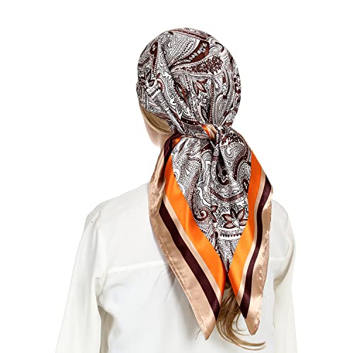 Seidentuch Damen Schals & Tücher Kopftuch Sommer Halstücher Haarschal Bandana für Frauen Bedrucktes Quadratische 90cm von RIIQIICHY