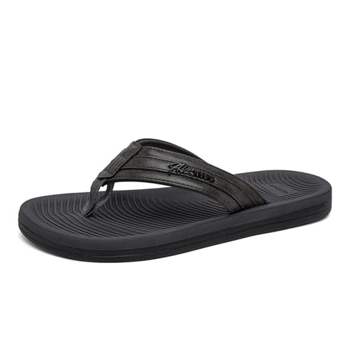 RIKANR Herren Flip Flop Casual Bequeme Zehensandalen Sommer Strand Leicht Rutschfest Athletic Slide Sandalen, Vier-Grau, 42.5 EU von RIKANR