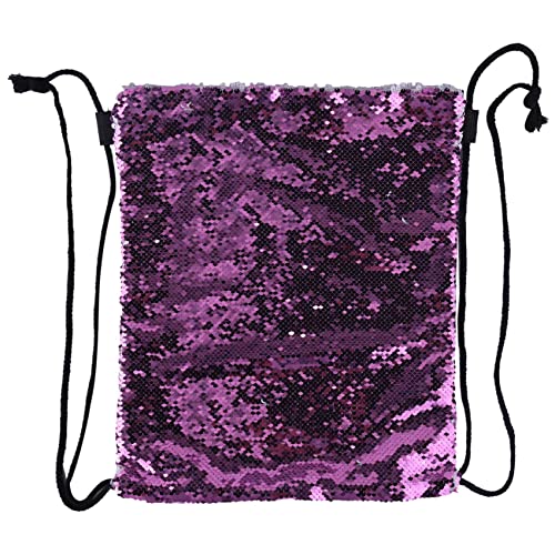 RIKEL Frauen Pailletten Kordelzug Polyester Glitter Umhänge Tasche Einkaufen Lila von RIKEL
