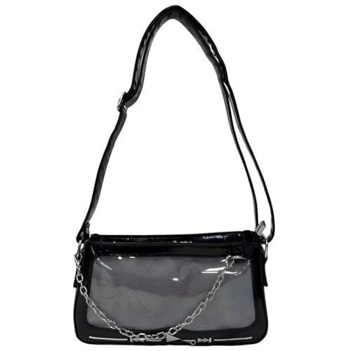 RILGOU Grunge Y2K Gothic Vintage Kawaii Einsatz Extra Kette Dekor Verstellbare Umhängetasche Ita Bag, Schwarz, Unisize RILGOU Grunge Y2K Gothic Vintage Kawaii Einsatz Extra Kette Dekor Verstellbare Umhängetasche Ita Bag, Schwarz, Unisize von RILGOU
