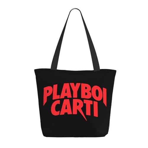 RINAFAIOT Frauen American Rapper Carti Tote Bag mit Druckmuster Einkaufstasche für Alltag und Reisen Stylische Tote-Bag mit großem Fassungsvermögen von RINAFAIOT