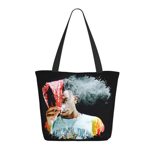 RINAFAIOT Frauen American Rapper Carti Tote Bag mit Druckmuster Einkaufstasche für Alltag und Reisen Stylische Tote-Bag mit großem Fassungsvermögen von RINAFAIOT