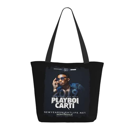 RINAFAIOT Frauen American Rapper Carti Tote Bag mit Druckmuster Einkaufstasche für Alltag und Reisen Stylische Tote-Bag mit großem Fassungsvermögen von RINAFAIOT