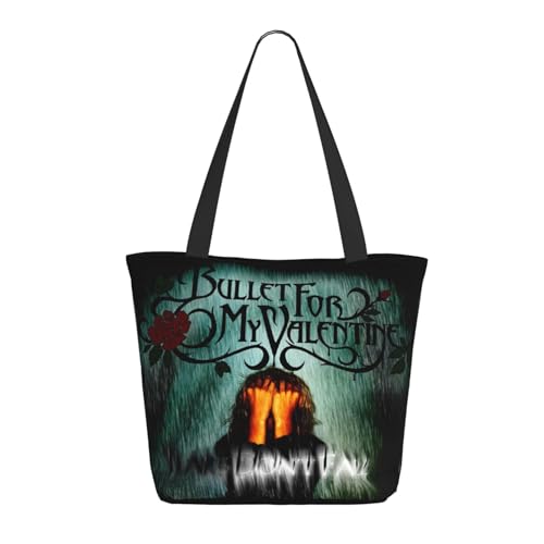 RINAFAIOT Frauen Bullet for Rock My Valentine band Tote Bag mit Druckmuster Einkaufstasche für Alltag und Reisen Stylische Tote-Bag mit großem Fassungsvermögen von RINAFAIOT