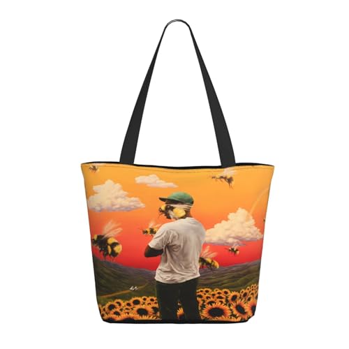 RINAFAIOT Frauen Creator The Rapper-Tyler Tote Bag mit Druckmuster Einkaufstasche für Alltag und Reisen Stylische Tote-Bag mit großem Fassungsvermögen von RINAFAIOT