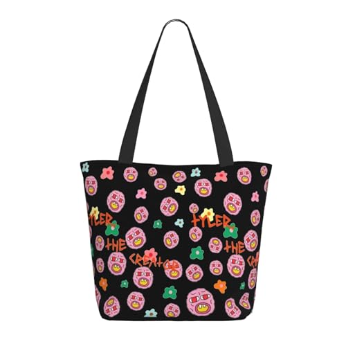 RINAFAIOT Frauen Creator The Rapper-Tyler Tote Bag mit Druckmuster Einkaufstasche für Alltag und Reisen Stylische Tote-Bag mit großem Fassungsvermögen von RINAFAIOT