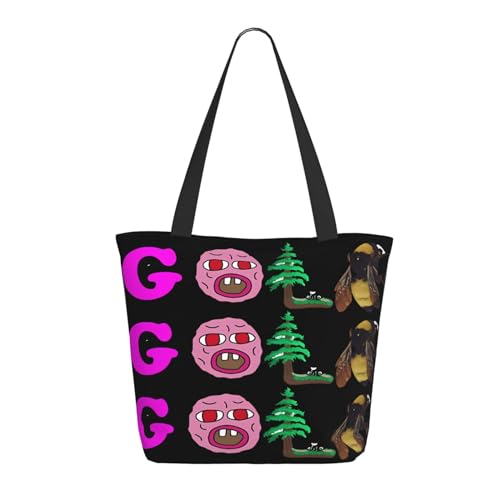 RINAFAIOT Frauen Creator The Rapper-Tyler Tote Bag mit Druckmuster Einkaufstasche für Alltag und Reisen Stylische Tote-Bag mit großem Fassungsvermögen von RINAFAIOT