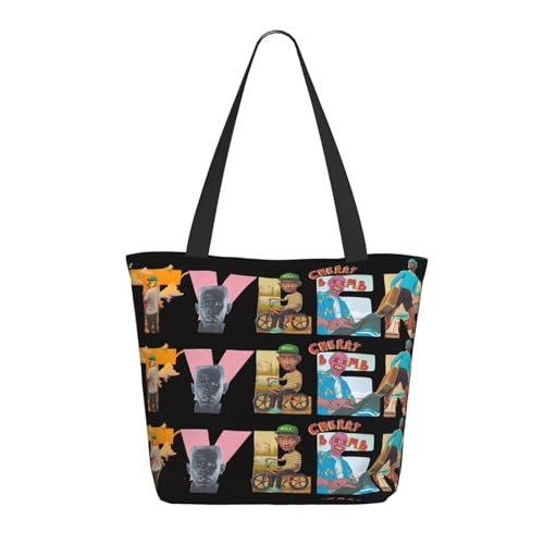 RINAFAIOT Frauen Creator The Rapper-Tyler Tote Bag mit Druckmuster Einkaufstasche für Alltag und Reisen Stylische Tote-Bag mit großem Fassungsvermögen von RINAFAIOT