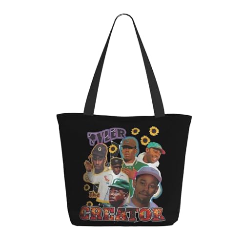 RINAFAIOT Frauen Creator The Rapper-Tyler Tote Bag mit Druckmuster Einkaufstasche für Alltag und Reisen Stylische Tote-Bag mit großem Fassungsvermögen von RINAFAIOT