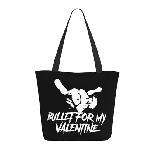 RINAFAIOT Frauen My Valentine Rock Band Bullet Tote Bag mit Druckmuster Einkaufstasche für Alltag und Reisen Stylische Tote-Bag mit großem Fassungsvermögen von RINAFAIOT