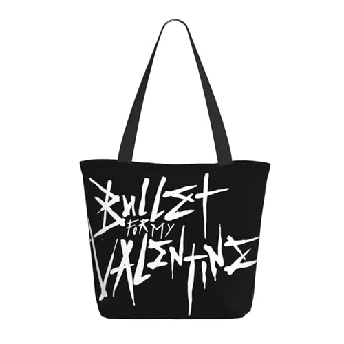 RINAFAIOT Frauen My Valentine Rock Band Bullet Tote Bag mit Druckmuster Einkaufstasche für Alltag und Reisen Stylische Tote-Bag mit großem Fassungsvermögen von RINAFAIOT