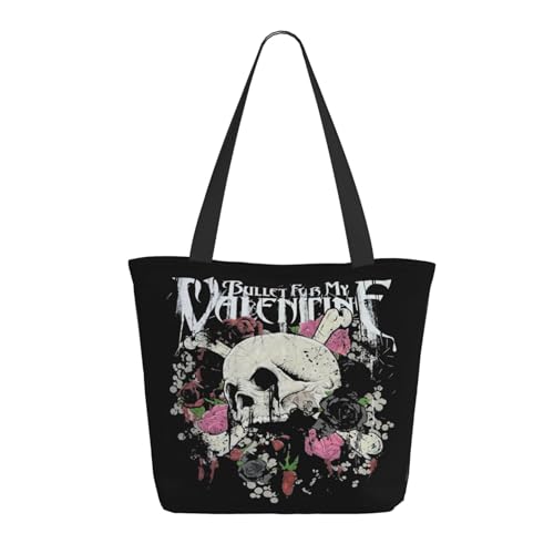 RINAFAIOT Frauen My Valentine Rock Band Bullet Tote Bag mit Druckmuster Einkaufstasche für Alltag und Reisen Stylische Tote-Bag mit großem Fassungsvermögen von RINAFAIOT