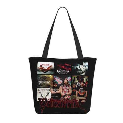 RINAFAIOT Frauen My Valentine Rock Band Bullet Tote Bag mit Druckmuster Einkaufstasche für Alltag und Reisen Stylische Tote-Bag mit großem Fassungsvermögen von RINAFAIOT