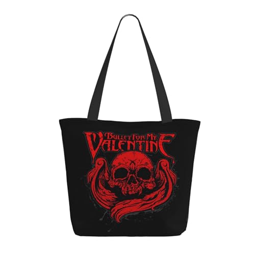 RINAFAIOT Frauen My Valentine Rock Band Bullet Tote Bag mit Druckmuster Einkaufstasche für Alltag und Reisen Stylische Tote-Bag mit großem Fassungsvermögen von RINAFAIOT