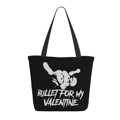 RINAFAIOT Frauen My Valentine Rock Band Bullet Tote Bag mit Druckmuster Einkaufstasche für Alltag und Reisen Stylische Tote-Bag mit großem Fassungsvermögen von RINAFAIOT