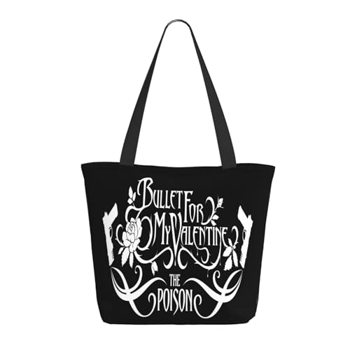 RINAFAIOT Frauen My Valentine Rock Band Bullet Tote Bag mit Druckmuster Einkaufstasche für Alltag und Reisen Stylische Tote-Bag mit großem Fassungsvermögen von RINAFAIOT