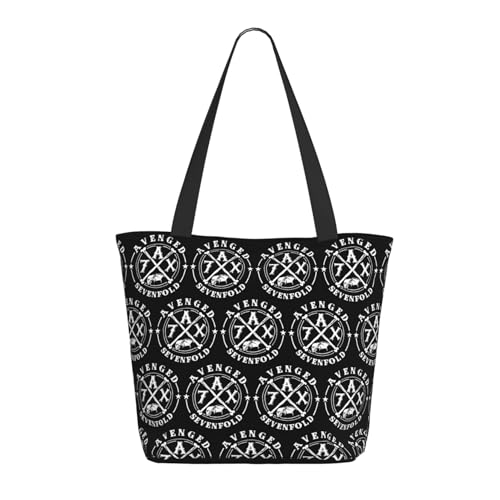 RINAFAIOT Frauen Sevenfold metal band Avenged Tote Bag mit Druckmuster Einkaufstasche für Alltag und Reisen Stylische Tote-Bag mit großem Fassungsvermögen von RINAFAIOT