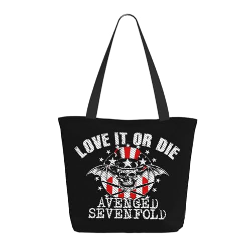 RINAFAIOT Frauen Sevenfold metal band Avenged Tote Bag mit Druckmuster Einkaufstasche für Alltag und Reisen Stylische Tote-Bag mit großem Fassungsvermögen von RINAFAIOT